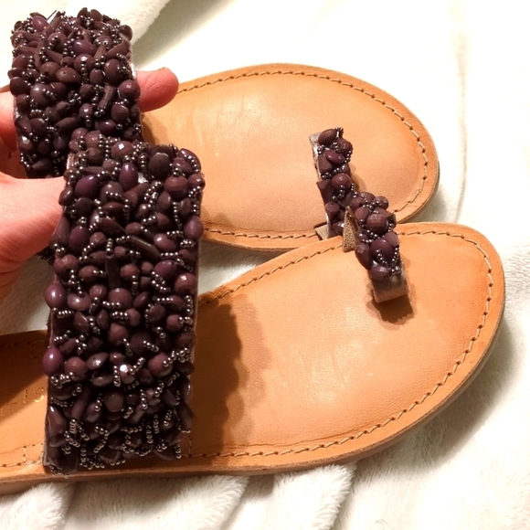 Torgeis Sandals sz 7 Leather lining with beads - Picture 6 of 8